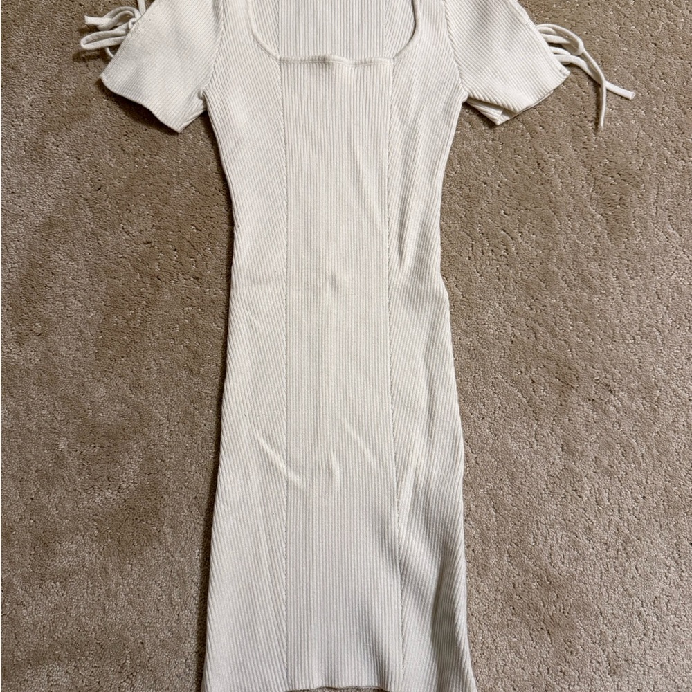 Forever 21 White Ribbed Midi Dress